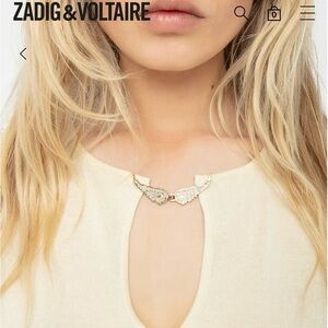 Zadig and Voltaire Sayani White Sleeveless Knit Top with Brooch